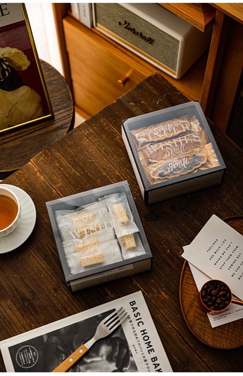 Cookie packaging box with clear sleeve candy