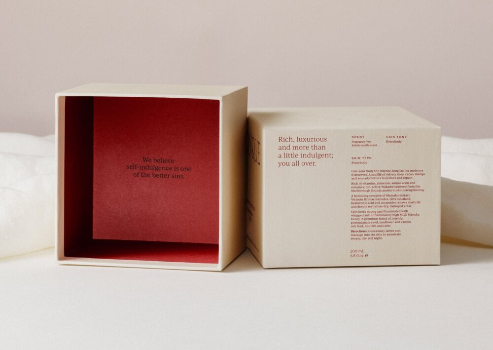 NZ founded skincare brand  Custom product boxes