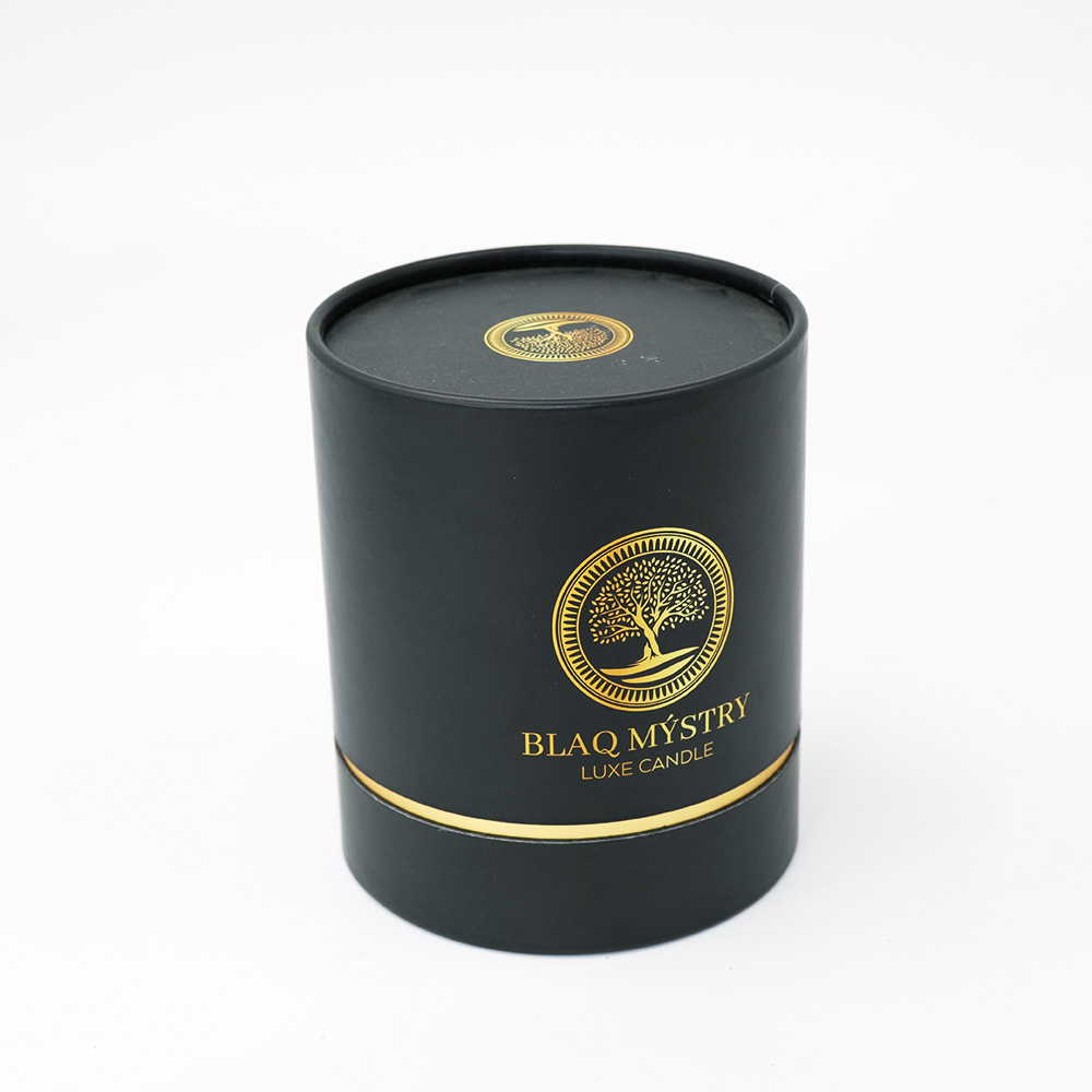Round Black Candle Box Custom Round Tube Box Packaging (1)